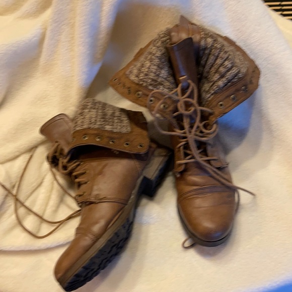 Kohl's Shoes Kohls Brown Faux Leather Fold Over Boots Size 95